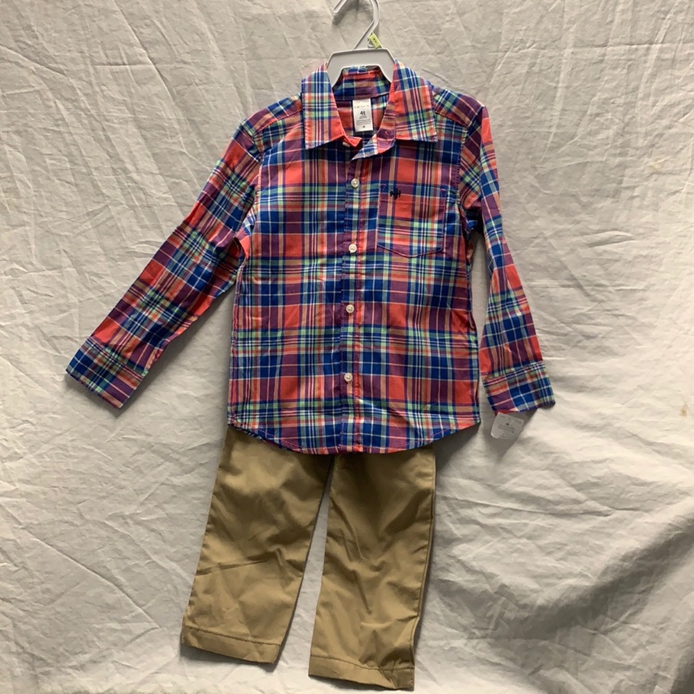 Boy’s 4t long sleeve shirt and matching khakis.